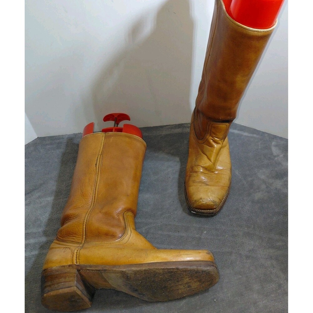 Vintage Frye Campus Style Boots Men's 10D Leather Western Cowboy Light Brown